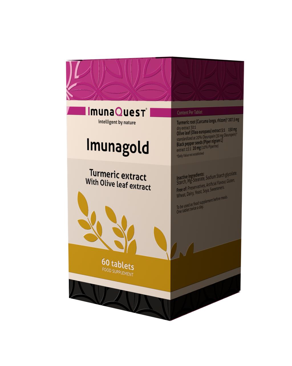 Imunagold, Olive leaf, Curcumin and black pepper extracts, 60 Tablets